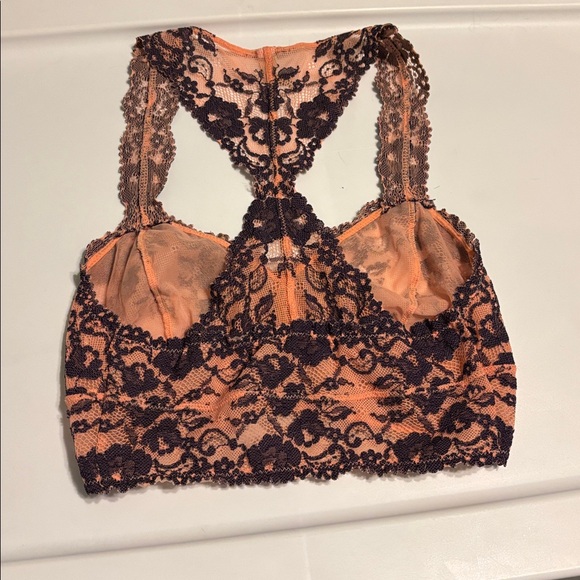 Free People Lace Racerback Bralette Wild Roses Galloon Lace Bralette - Picture 3 of 3